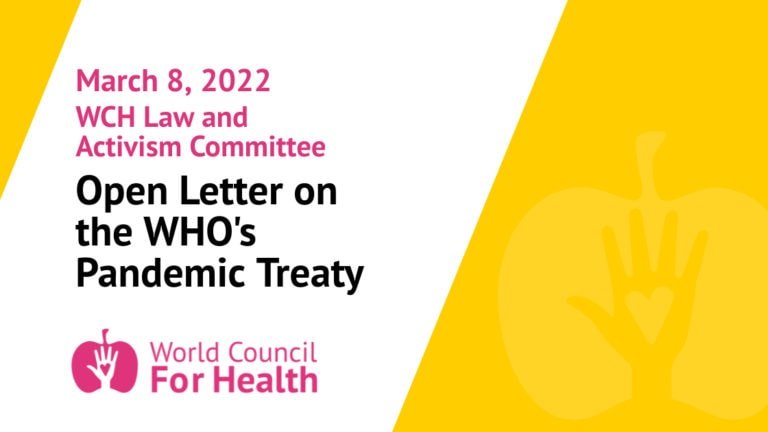 Primera carta abierta sobre el tratado de la OMS sobre la pandemia