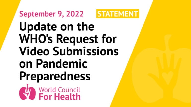 Update on the WHO’s Request for Video Submissions on Pandemic Preparedness